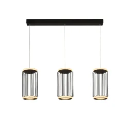 LED-Pendelleuchte Cage 3-flammig, schwarz