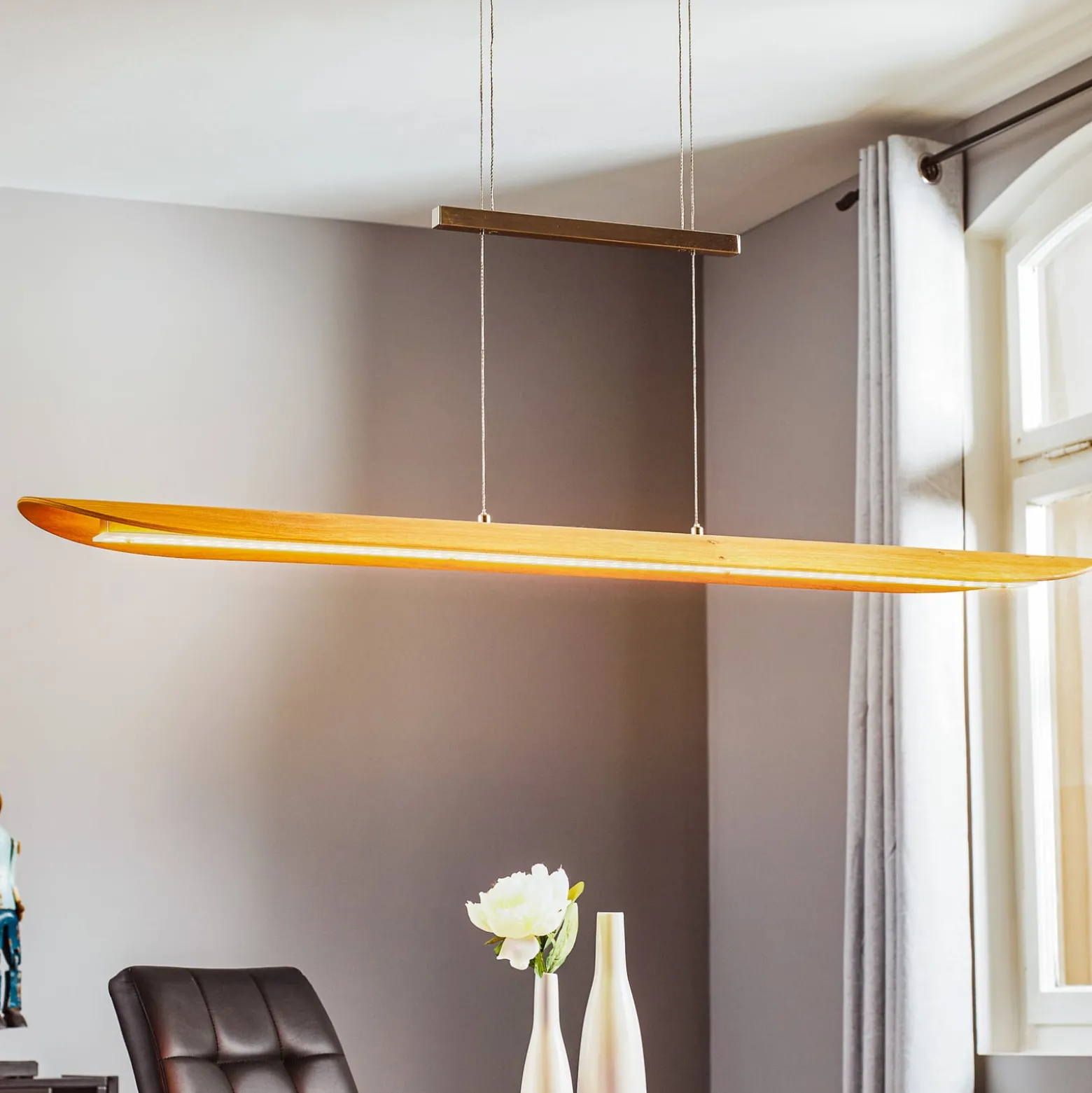 LED-Pendelleuchte Colombia XL, Eiche natur