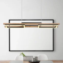 LED-Pendelleuchte Illa in Holzdesign