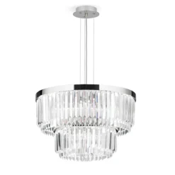 LED-Pendelleuchte Prism, rund, Ø 55 cm, chrom