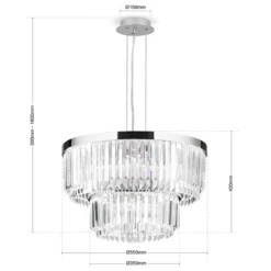 LED-Pendelleuchte Prism, rund, Ø 55 cm, chrom