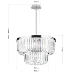 LED-Pendelleuchte Prism, rund, Ø 55 cm, chrom