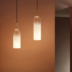 LEDS-C4 Glam Hängeleuchte, Glas weiß, Höhe 38,5 cm
