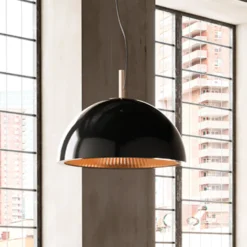 LEDS-C4 Hängeleuchte Umbrella, schwarz-gold, Stahl, Ø 100 cm