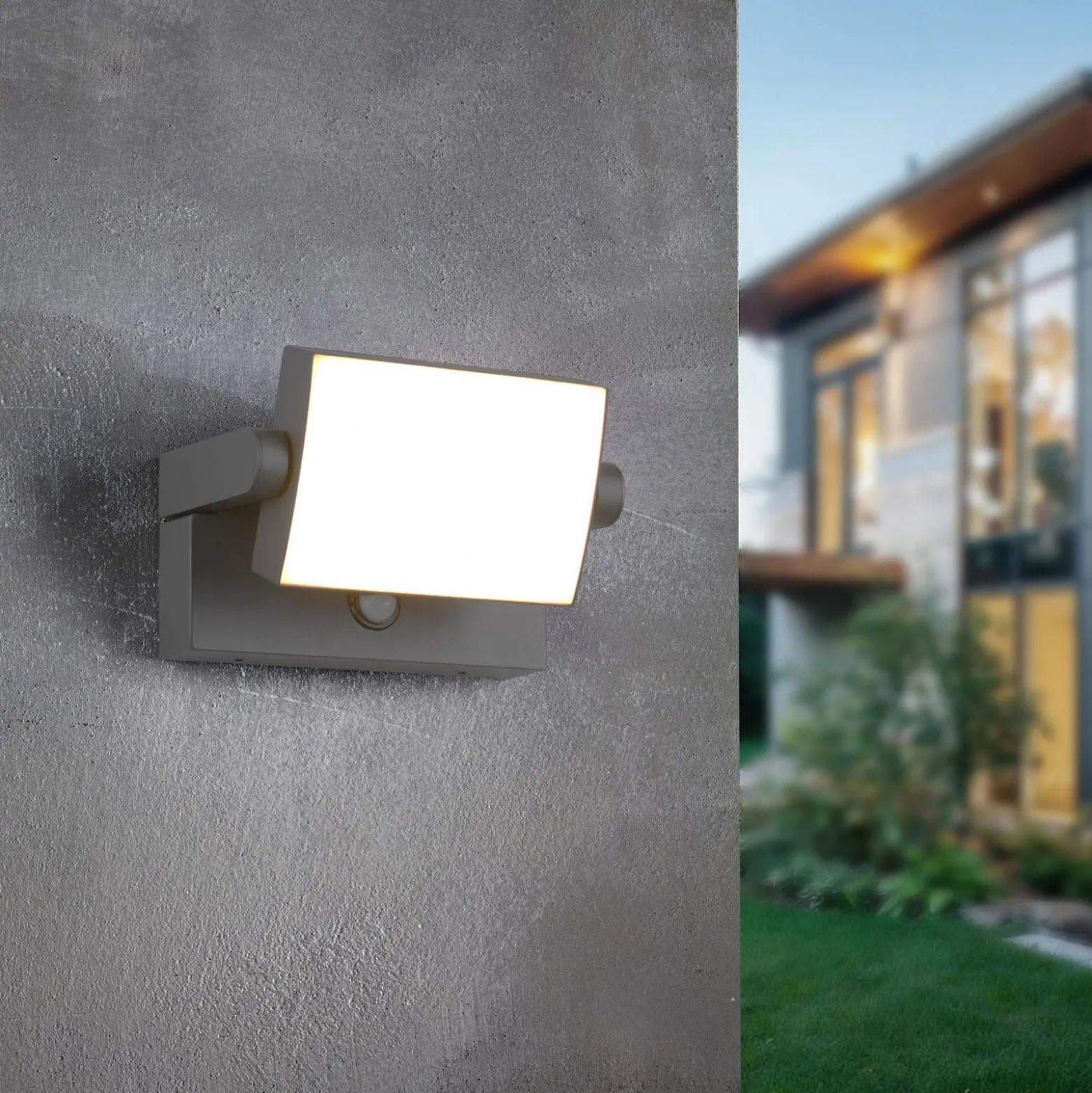 LED-Sensor-Außenwandlampe KANSAS anthrazit Breite 20 cm IP54