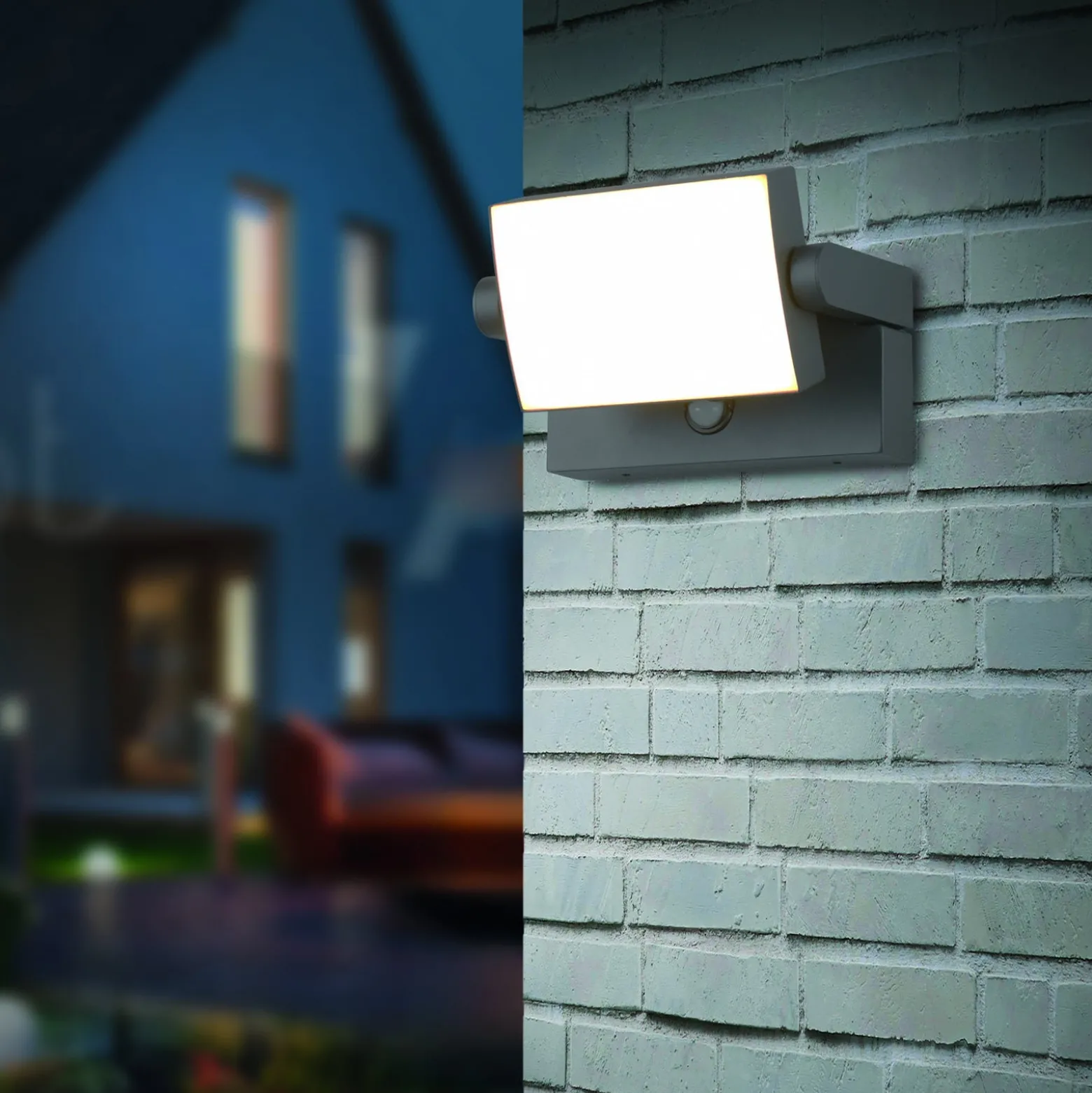 LED-Sensor-Außenwandlampe KANSAS anthrazit Breite 20 cm IP54