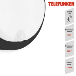 LED-Sensor-Außenwandleuchte Dortmund Ø17cm schwarz