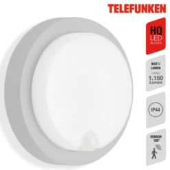 LED-Sensor-Außenwandleuchte Dortmund Ø17cm silber