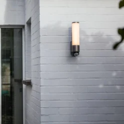 LED-Sensor-Außenwandleuchte LEDA, Edelstahl, Höhe 35 cm IP44