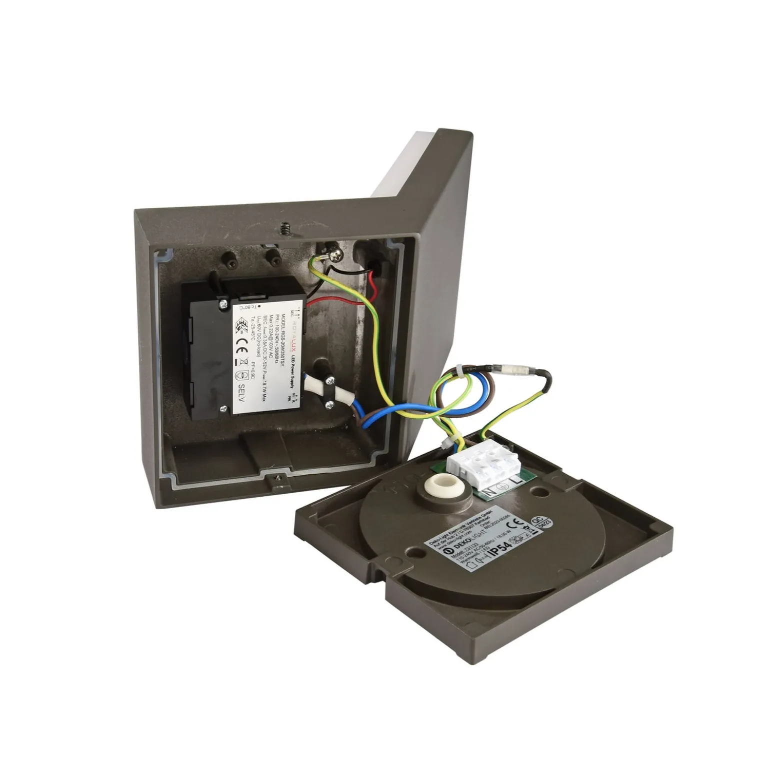 LED-Sensor-Außenwandleuchte Tucanae, grau, Höhe 22 cm, IP54