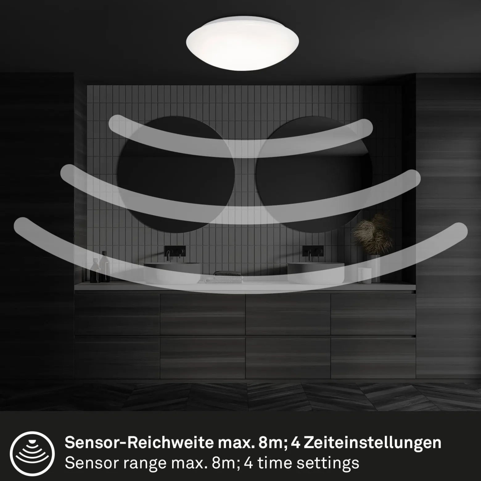 LED-Sensor-Deckenleuchte Elipso IP44 4.000K Ø38cm