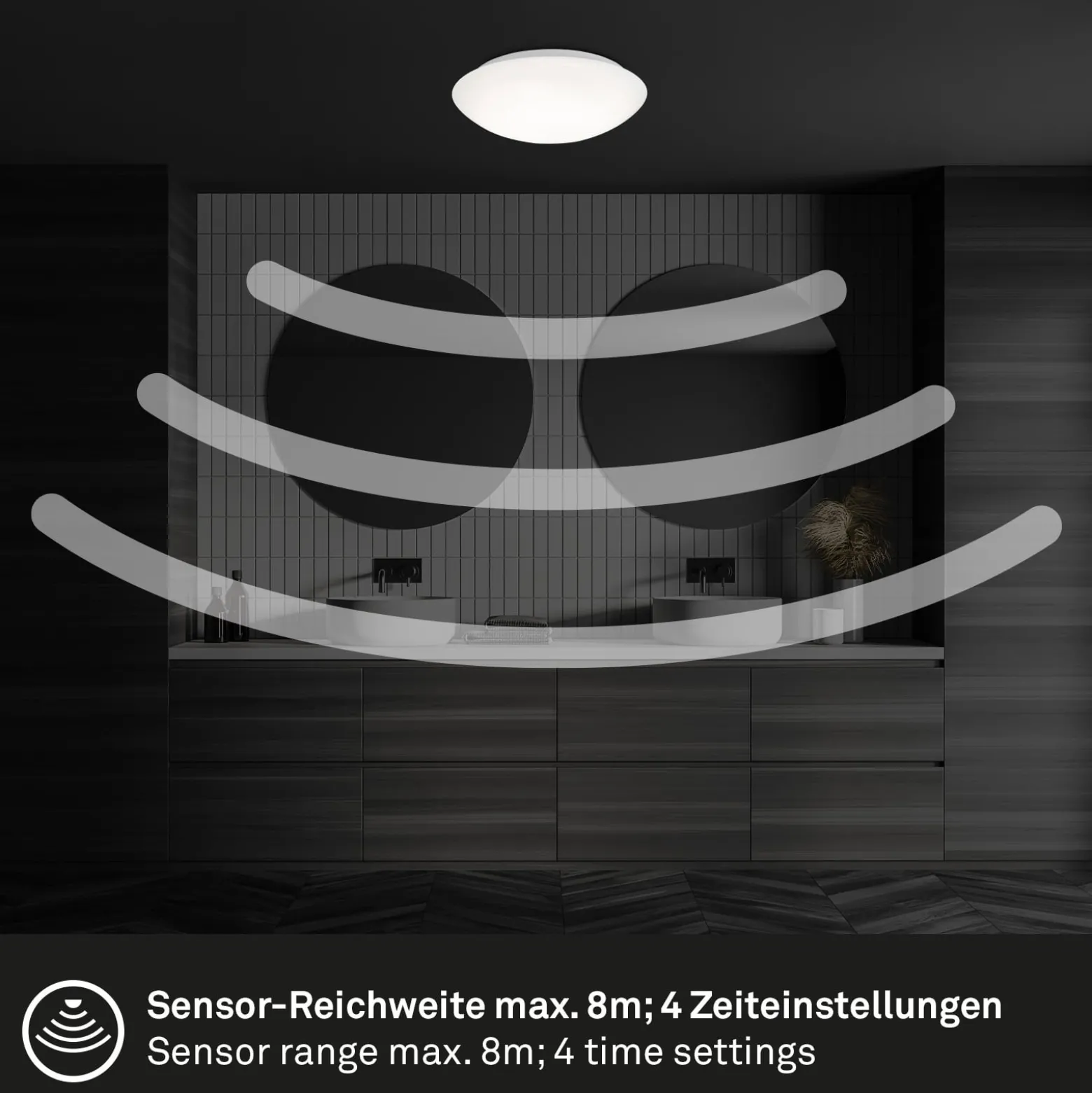 LED-Sensor-Deckenleuchte Elipso IP44 4.000K Ø28cm