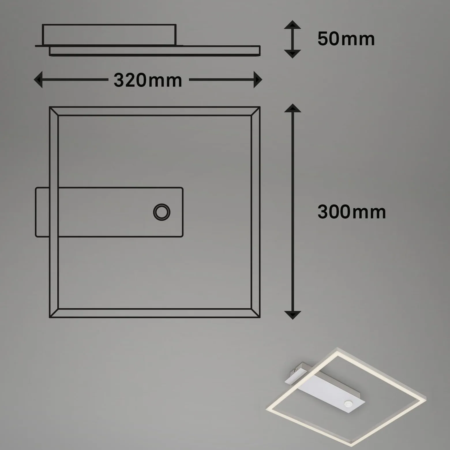 LED-Sensor-Deckenleuchte Nici quadratisch alu