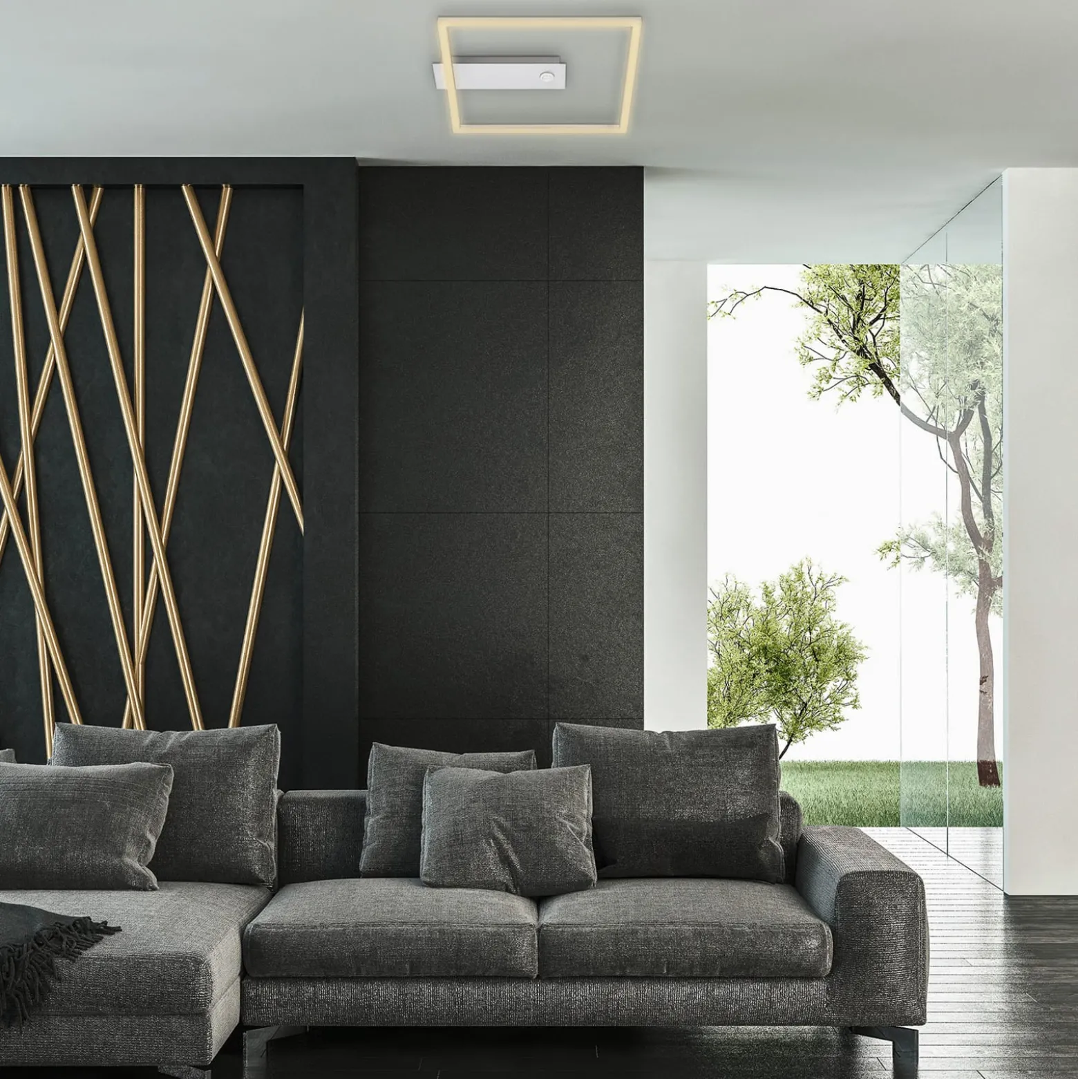 LED-Sensor-Deckenleuchte Nici quadratisch alu