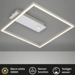 LED-Sensor-Deckenleuchte Nici quadratisch alu