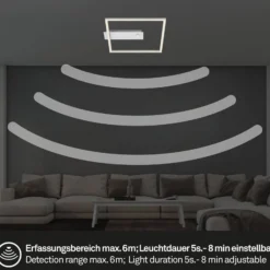 LED-Sensor-Deckenleuchte Nici quadratisch alu