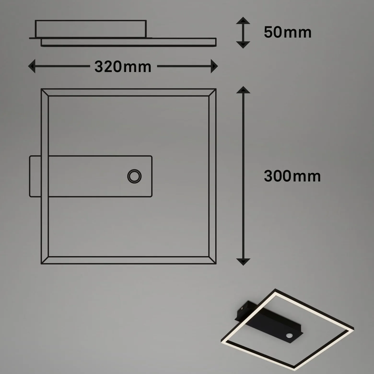 LED-Sensor-Deckenleuchte Nici quadratisch schwarz