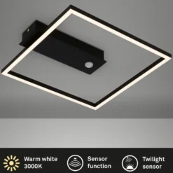 LED-Sensor-Deckenleuchte Nici quadratisch schwarz