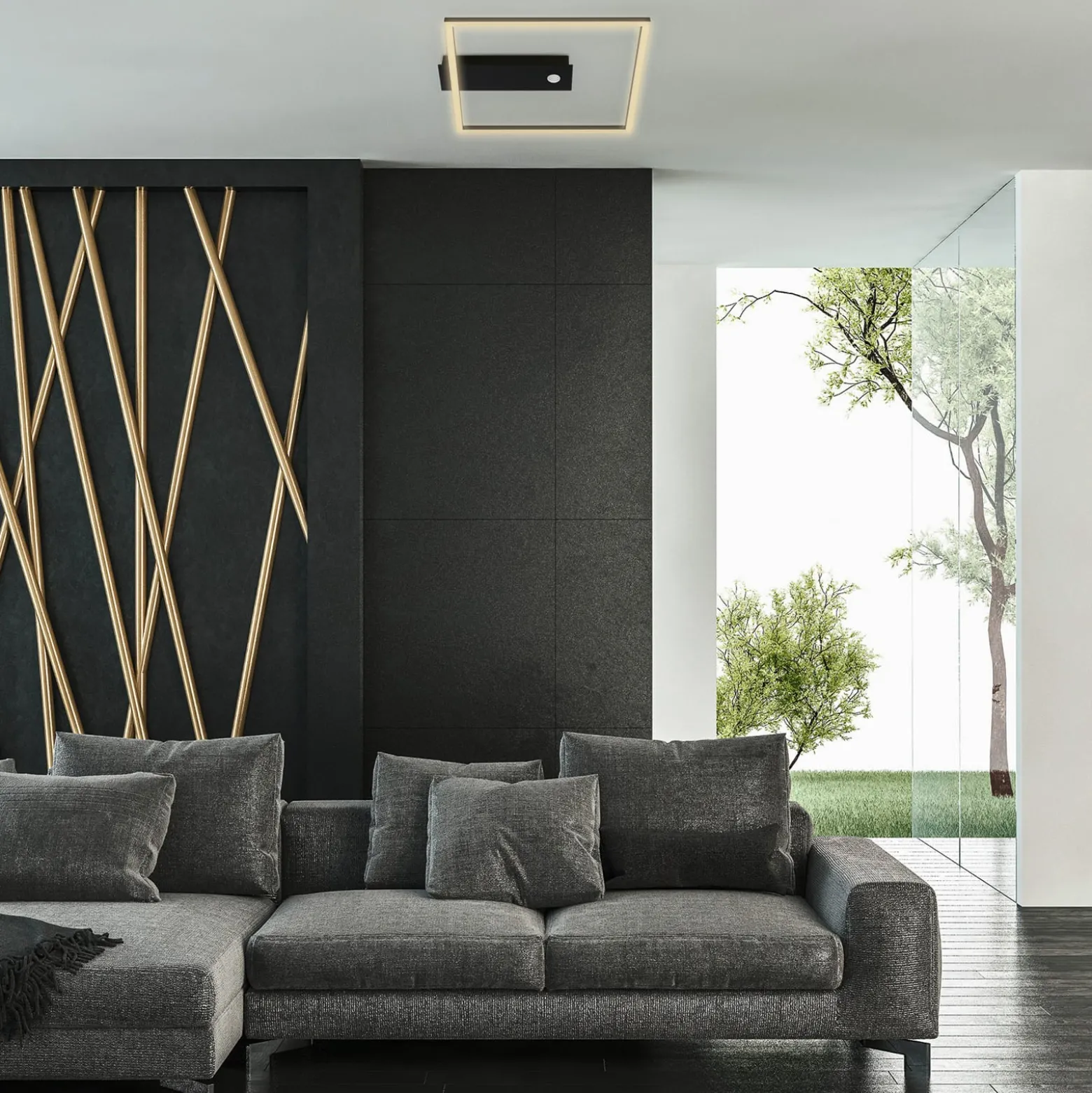 LED-Sensor-Deckenleuchte Nici quadratisch schwarz