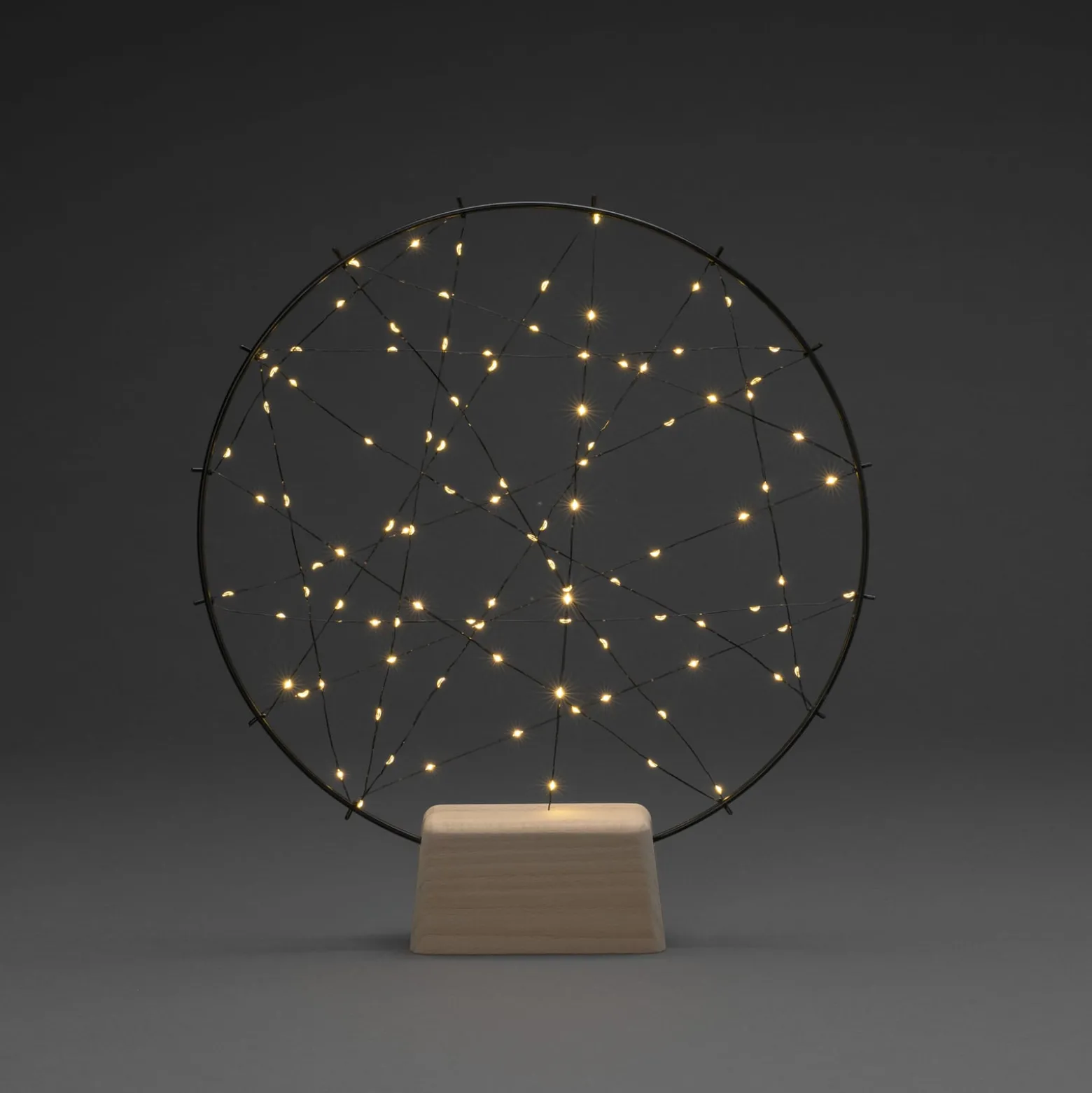LED-Silhouette Kleiner Ring mit Holzfuß