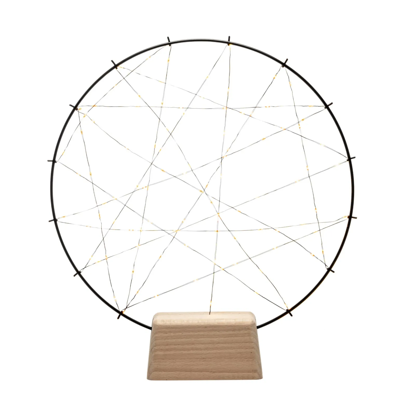 LED-Silhouette Kleiner Ring mit Holzfuß