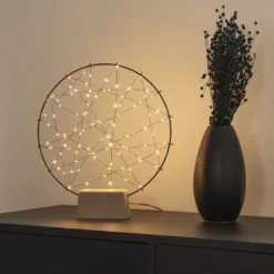 LED-Silhouette Kleiner Ring mit Holzfuß