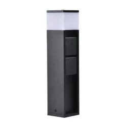 LED-Sockellampe MAINS, dunkelgrau, 37 cm, IP54, 2 Steckdosen
