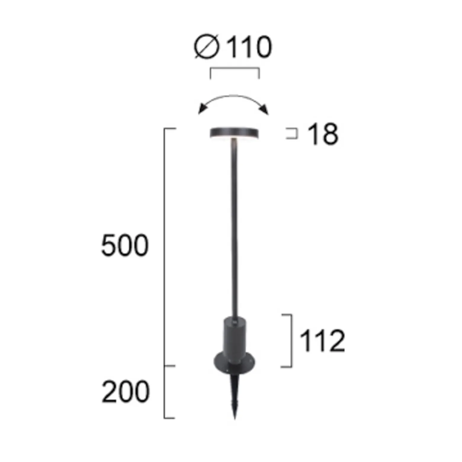 LED-Sockellampe Tango dunkelgrau Höhe 50 cm Metall, Erdspieß