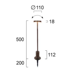 LED-Sockellampe Tango rostbraun, Höhe 50 cm Metall, Erdspieß