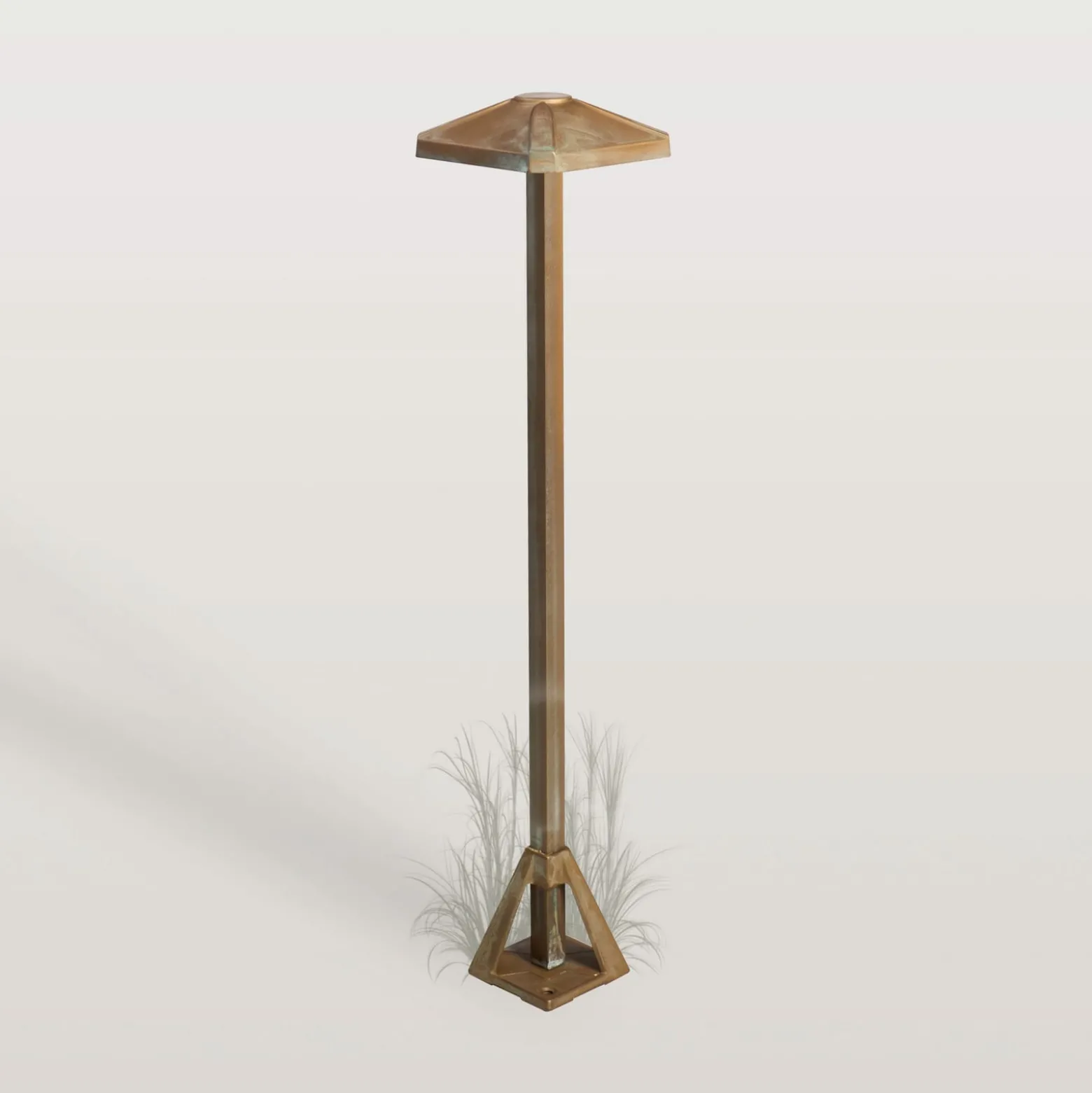 LED-Sockelleuchte Aura Frame, Höhe 50 cm, messing antik