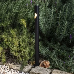 LED-Sockelleuchte Bezel, schwarz, Aluminium, Höhe 60 cm