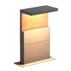 LED-Sockelleuchte Ruka mit Holz-Element, 35 cm