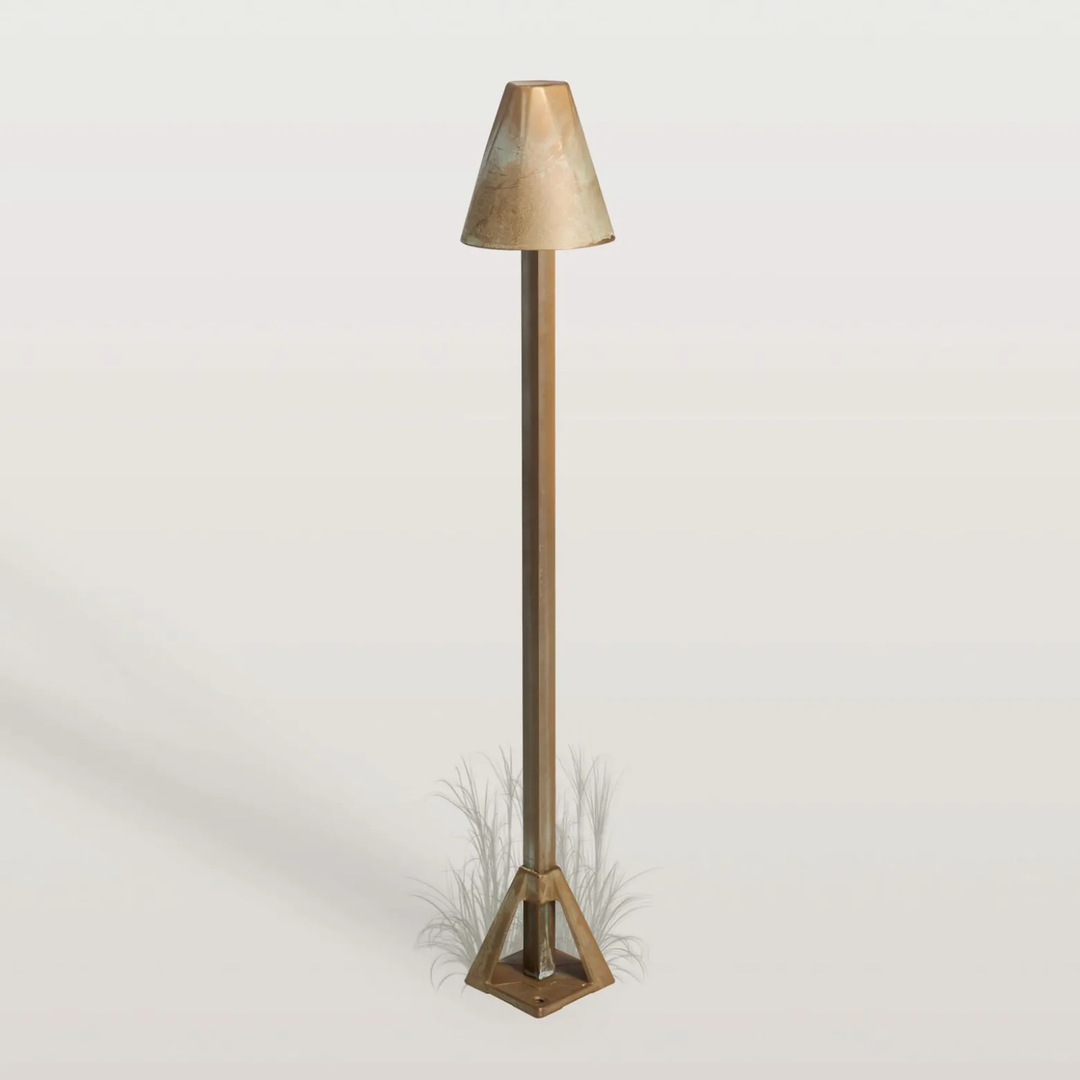 LED-Sockelleuchte Silva Disk, Höhe 50 cm, messing antik
