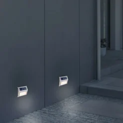LED-Solar-Außenwandleuchte 5282104, Edelstahl, 4er-Set, IP44