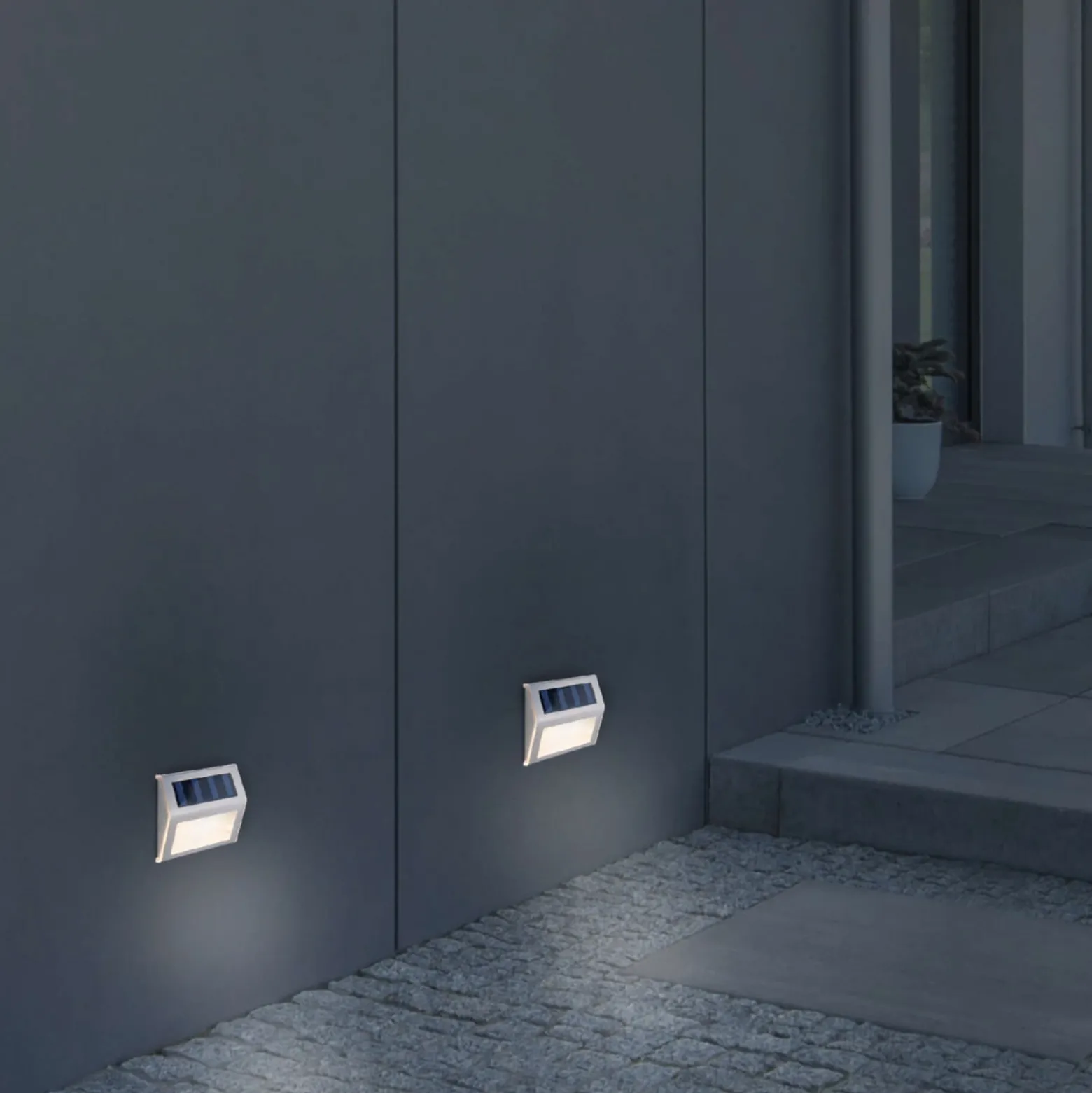 LED-Solar-Außenwandleuchte 5282104, Edelstahl, 4er-Set, IP44