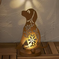 LED-Solar-Dekolampe Oxidog, Höhe 33 cm, rostfarben, IP44
