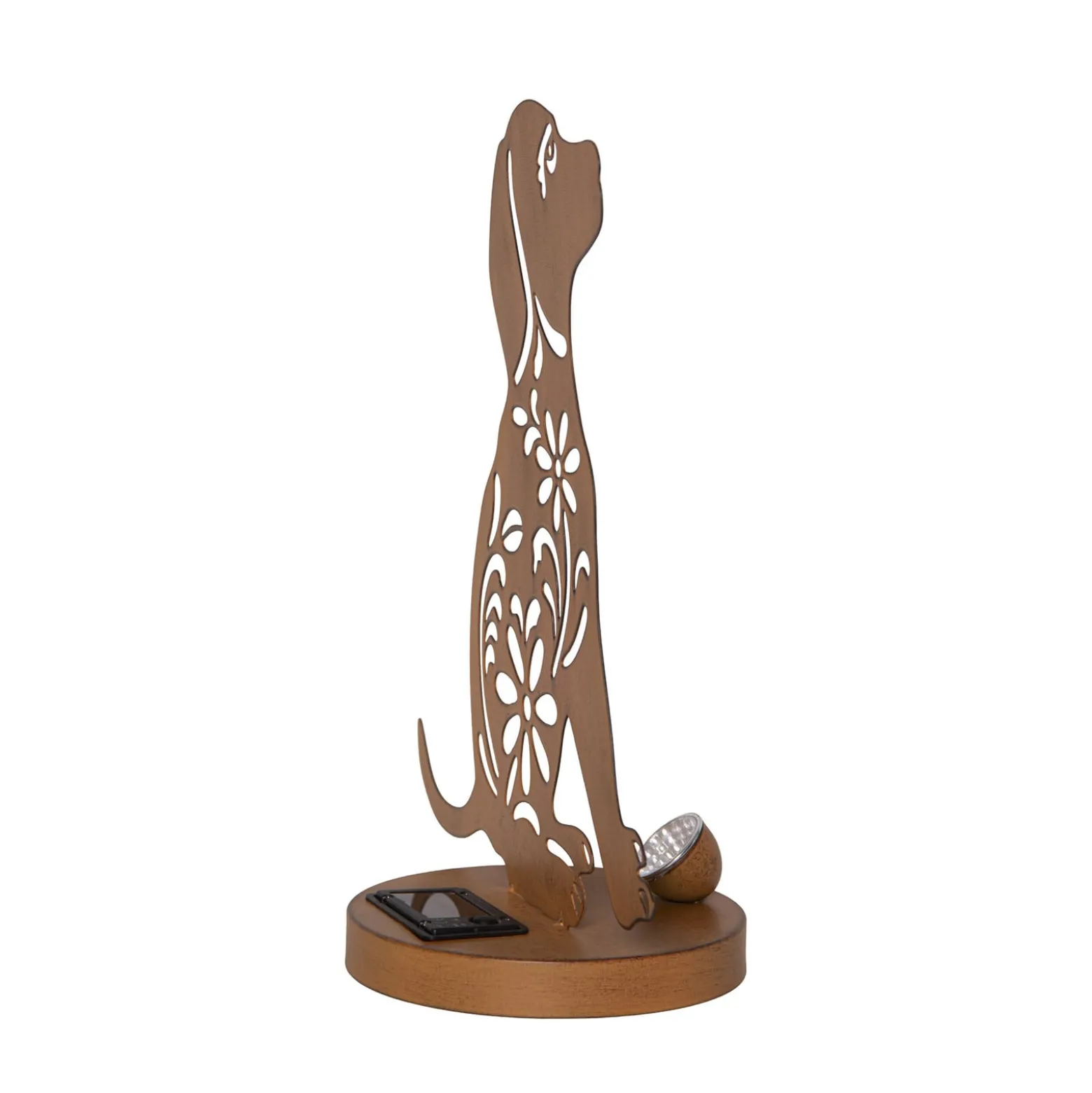 LED-Solar-Dekolampe Oxidog, Höhe 33 cm, rostfarben, IP44