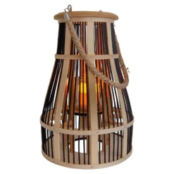 LED-Solar-Dekoleuchte Korb, 34 cm, schwarz/natur