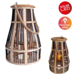 LED-Solar-Dekoleuchte Korb, 34 cm, schwarz/natur