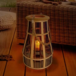 LED-Solar-Dekoleuchte Korb, 34 cm, schwarz/natur