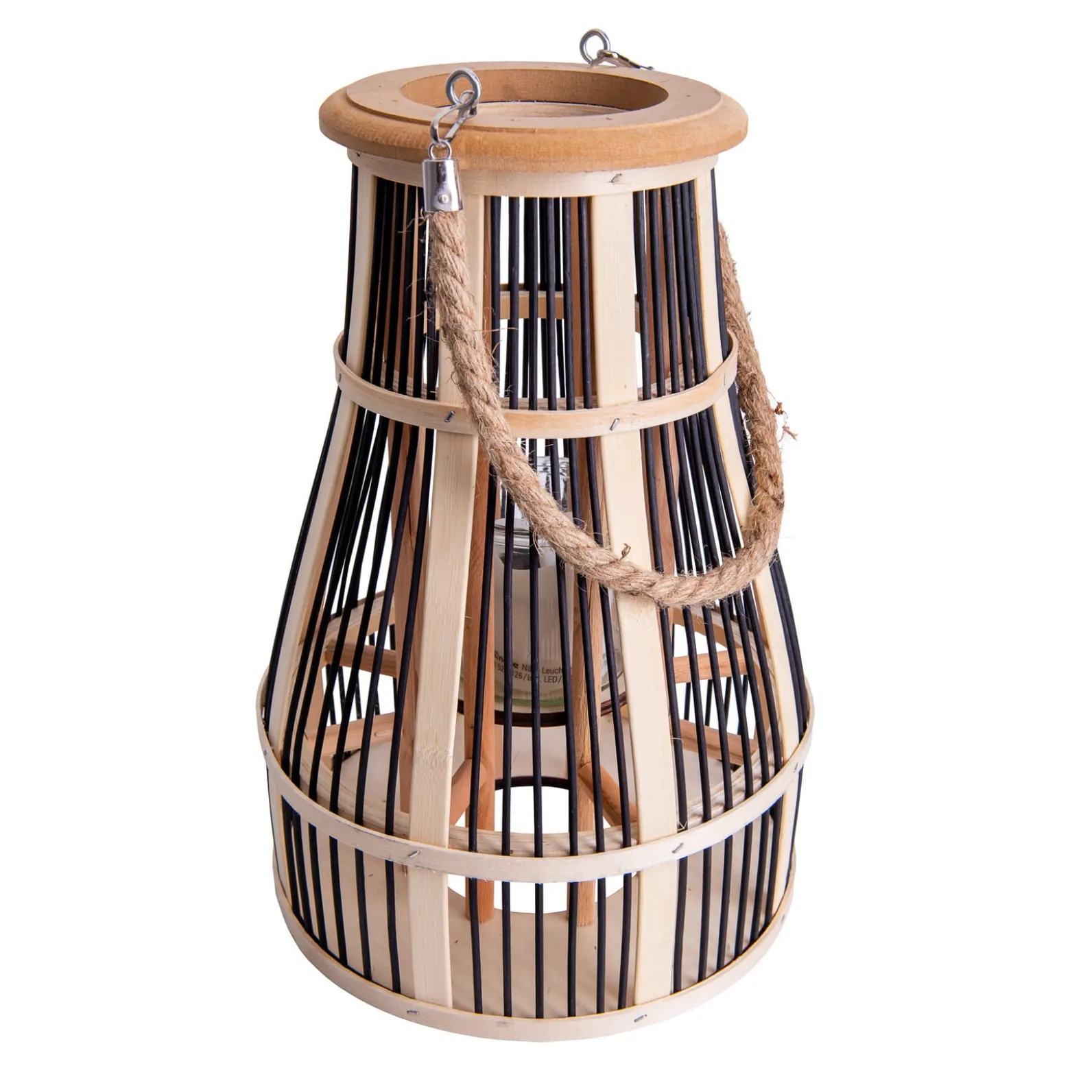 LED-Solar-Dekoleuchte Korb, 34 cm, schwarz/natur