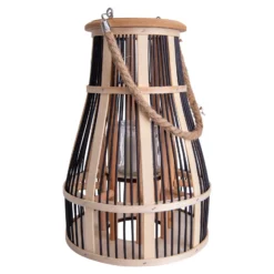 LED-Solar-Dekoleuchte Korb, 34 cm, schwarz/natur