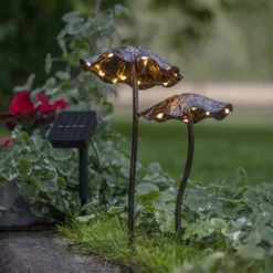 LED-Solar-Dekoleuchte Lumini, braun/bronze, Erdspieß, Metall