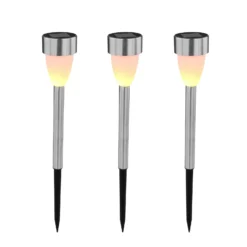 LED-Solar-Erdspießleuchte 33576-3, Edelstahl, 3er-Set
