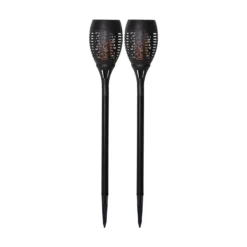 LED-Solar-Erdspießleuchte Flame, 2er-Set