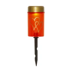 LED-Solar-Erdspießleuchte Hearty, rot/gold, 12 cm Kunststoff