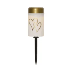 LED-Solar-Erdspießleuchte Hearty, weiß/gold 12 cm Kunststoff