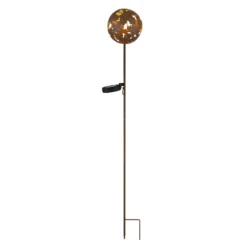 LED-Solar-Erdspießleuchte 36747, Kugel, rostbraun, Metall
