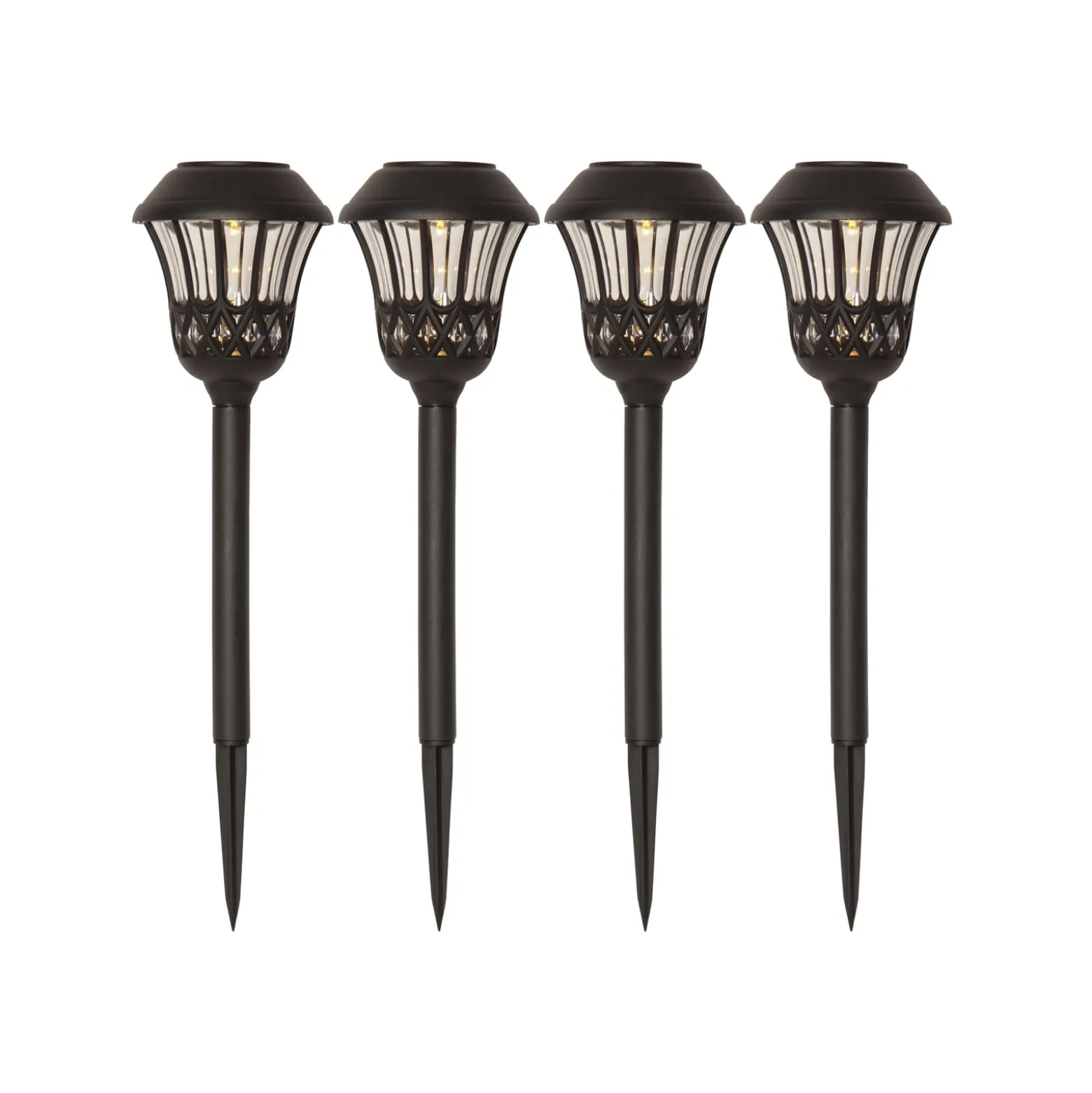 LED-Solar-Erdspießleuchte Lace, schwarz, Höhe 31 cm, 4er-Set