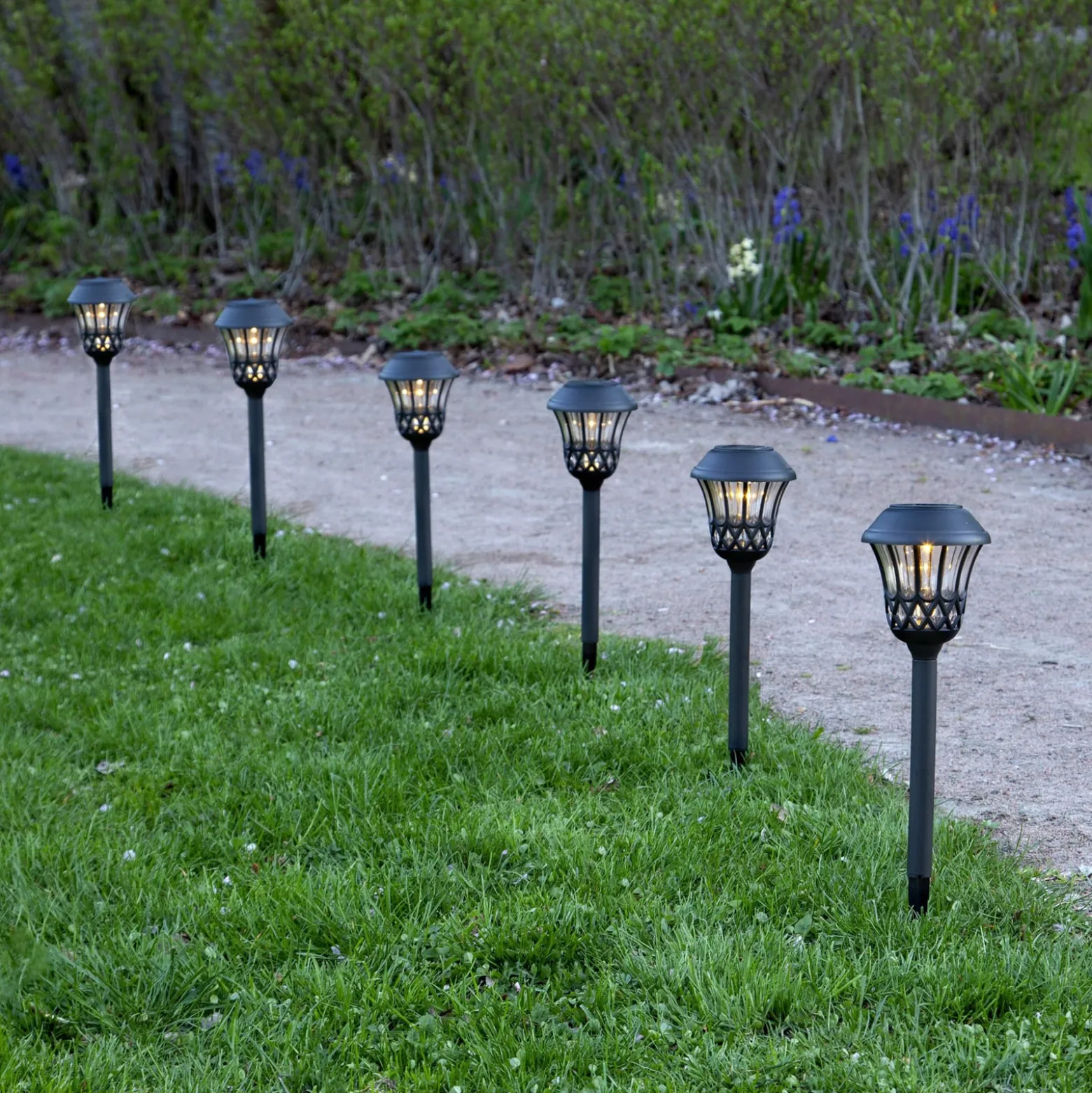 LED-Solar-Erdspießleuchte Lace, schwarz, Höhe 31 cm, 4er-Set